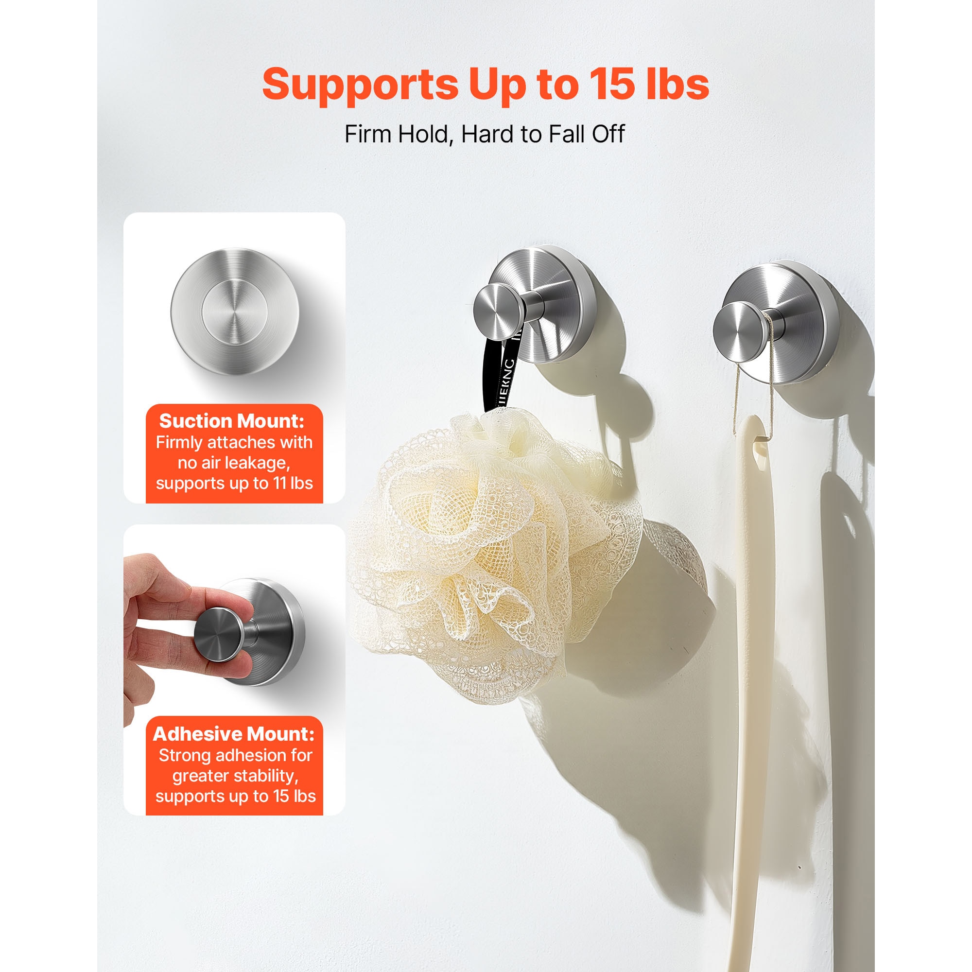 Suction Cup Hooks For Shower No Drill Stainless Steel 2-Pack Towel Hooks_voghion.com